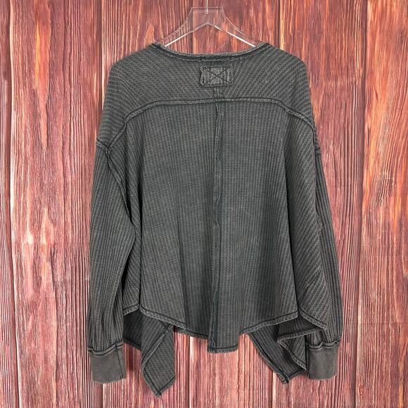 We The Free Free People Gray Coraline Thermal Waffle Knit Oversized Top. Small - Picture 6 of 6